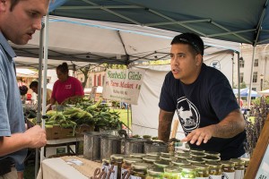 Sheridan sells his wares at the Wilmington Farmers Market every Wednesday in the fall. (Photo by Joe del Tufo)
