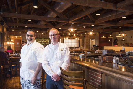 Patrick D'Amico, left, and Adam Cofield in their new gastropub, Metro Pub, a block north of Main Street.