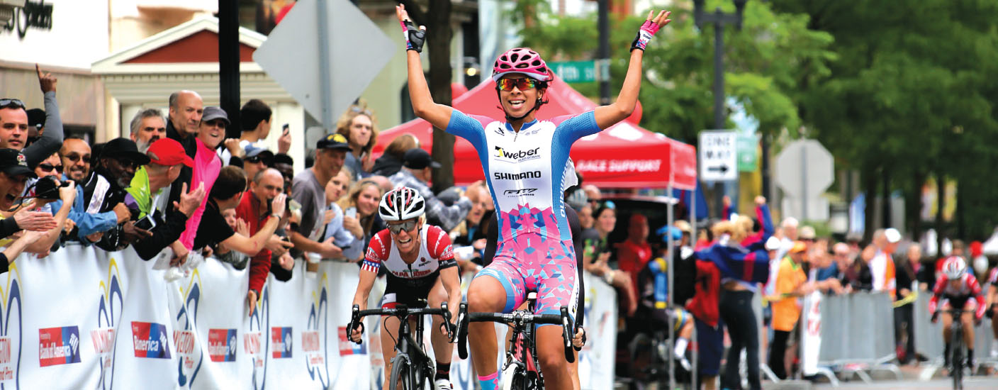 The crowd cheers home two-time Olympian Marlies Mejias of Cuba as she wins the Women’s Pro Race at this year’s Wilmington Grand Prix. (Photo by Frank Tirrell)