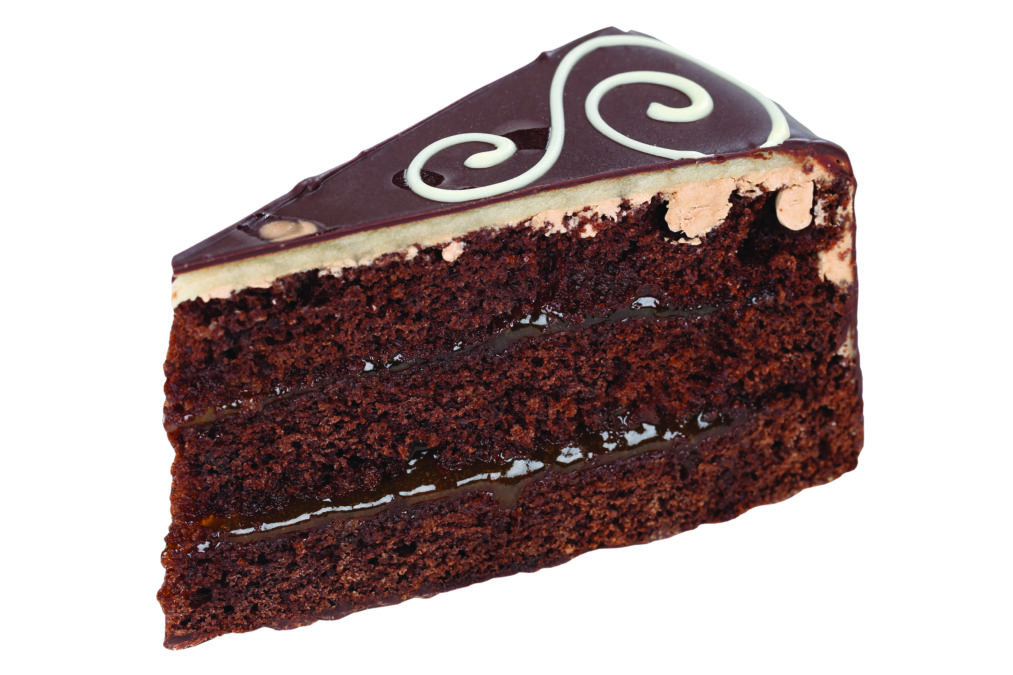 Chocolate cake tart dessert isolated on a white background