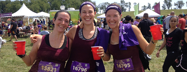 Nichole Warner, Marie Poot and Kelly Loeb enjoy a post-race libation.
